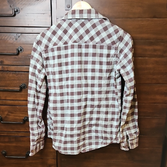 Carhartt Brown and Light Blue Plaid Button-Up Shirt - Picture 3 of 4
